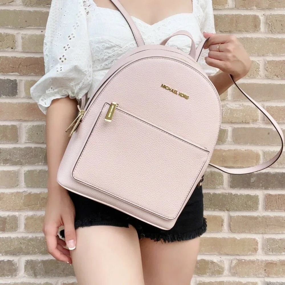 Michael Kors Pale Pink Pebbled Leather Backpack